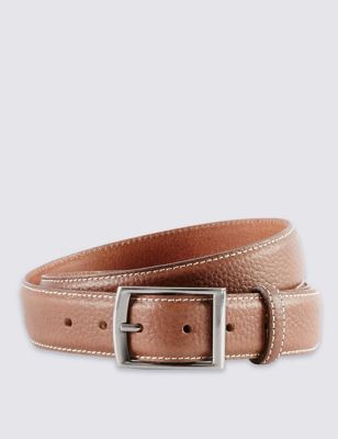 Leather Double Keeper Edge Stitched Belt
